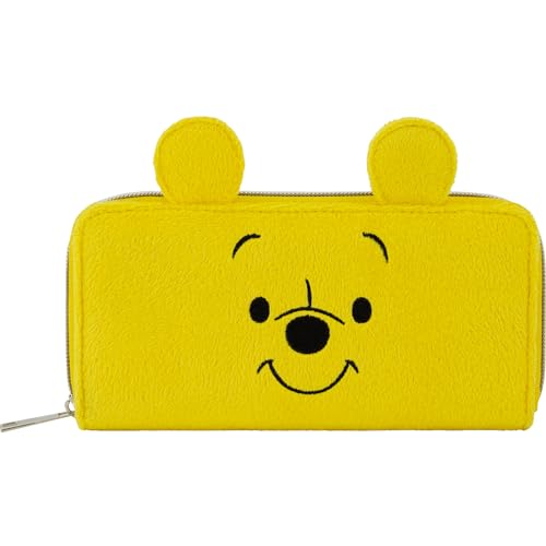 Concept One Disney Winnie the Pooh Wallet, Small Zipper Money Credit Card Holder Case for Men and Women, Zip Wallets, Honey