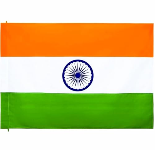 Image of Kapoor Crafts Indian Flag (40 inch X 52 inch Inch) Tricolour with Ashoka Chakra All Weather Flag Fade Resistant Indoor & Outdoor Display (Satin Fabric) Har Ghar Tiranga