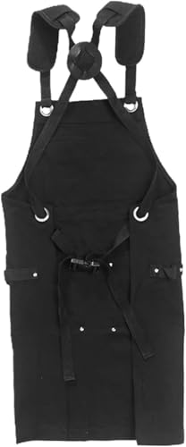 RYRYR Delantal de trabajo for carpinteros, carpinteros, trabajadores, delantales de herramientas, negro, 65,5 x 79 cm, lona ajustable con correas, for chef, cocina, for hombres y mujeres