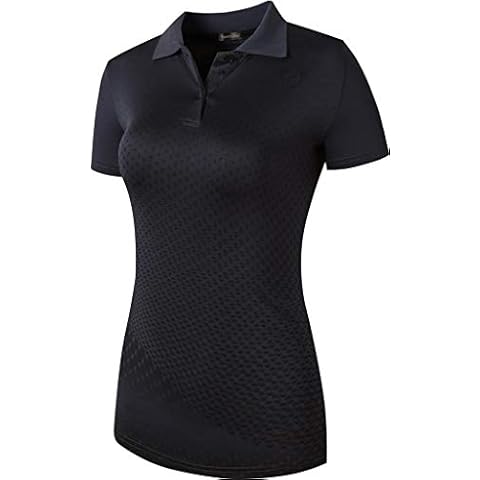 Sportides Women's Sport Polo Tee Shirt Tshirt T-Shirt Short Sleeve Poloshirt Golf Tennis Badminton Bowling SWT251_Black_L Cover