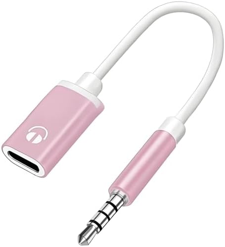 Pink Headphone Jack Adapter, 3.5mm Male to TypeC Female Audio Cable Cord, USB C to Aux Audio Dongle Cable Cord, Compatible with MP3 Players, CD Players, Laptops, Tablets, Smartphone