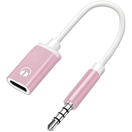 Zenarao Pink Headphone Jack Adapter, 3.5mm Male to TypeC Female Audio Cable Cord, USB C to Aux Audio Dongle Cable Cord, Compatible with MP3 Players, CD Players, Laptops, Tablets, Smartphone