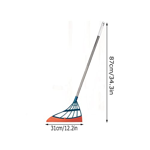 Zauberbesen Besen mit Stiel Magischer Besen 90/93cm Lang Haushaltssilikon-Wischmopp Entfernung Von Tierhaaren Wasserschaberbesen für Parkett, Steinböden und Fenster (Orange,1 Stück) – Bild 3