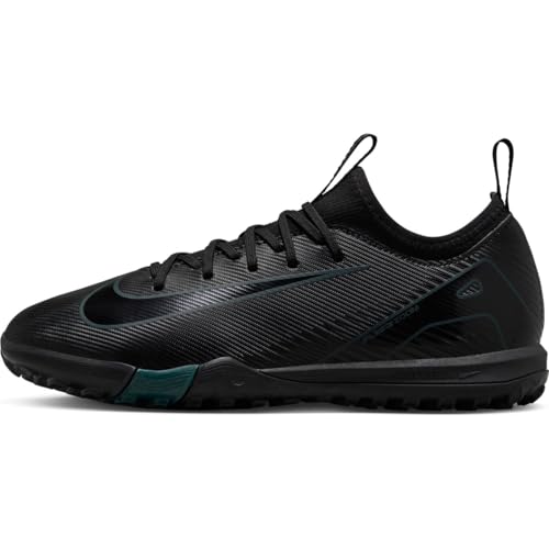 Nike Jr. Mercurial Vapor 16 Academy Little/Big Kids' TF Low-Top Soccer Shoes (FQ8284-002, Black/Deep Jungle/Black) Size 2.5