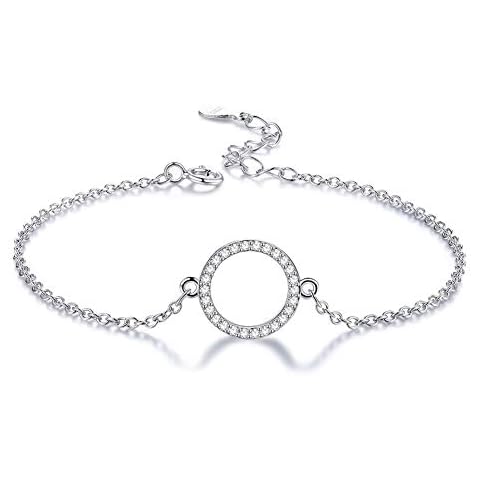 Chengxun 925 Sterling Silver Bracelet Women's Classic Round Inlaid Zircon Bracelet Elegant Beautiful Jewelry Cover