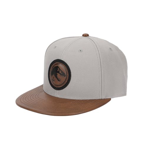 Bioworld Jurassic Park Logo Woven Patch White Snapback Hat