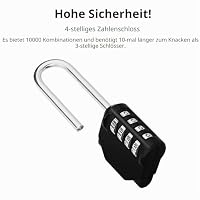 ZHEGE Vorhängeschlösser Zahlenschloss, Schlösser Zahlencode (2, Schwarz) – Ansicht 2