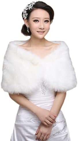 XGOPTS Womens Wedding Faux Fur Wraps and Shawls for Wedding Dress Bride Bridesmaid Evening Dress Shawl Stole Shrug Cover Up - Image 3