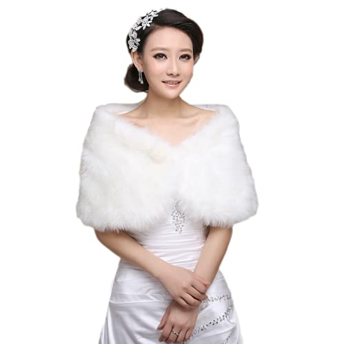 XGOPTS Womens Wedding Faux Fur Wraps and Shawls for Wedding Dress Bride Bridesmaid Evening Dress Shawl Stole Shrug Cover Up3