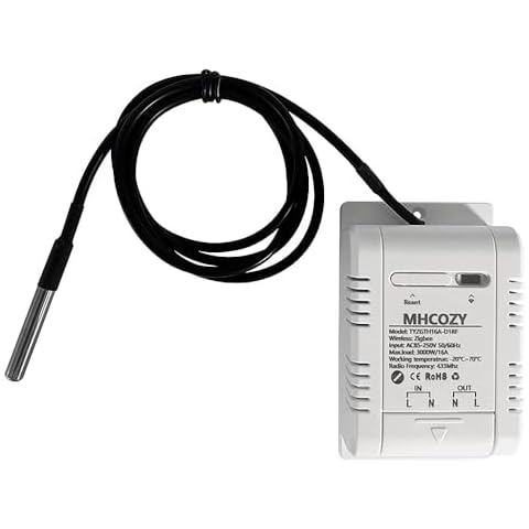 MHCOZY Zigbee Temperature Sensor Controller with Waterproof Probe,Tuya app Remote 16A Smart Switch(tuya zigbee hub needed) Cover
