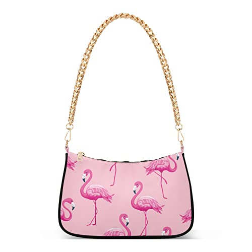 OTVEE Exotic Pink Flamingo Birds Shoulder Bags for Women Small Handbags Mini Clutch Purse