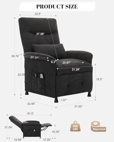 Sillón eléctrico reclinable tapizado negro miniatura 2