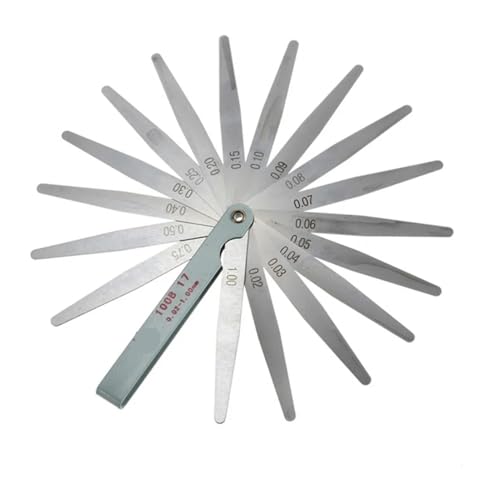 Calibrador de espesores (gauge) de acero inoxidable, para medir holguras y espesores, métrico, 17 láminas: 0,02 a 1,00 mm miniatura 2