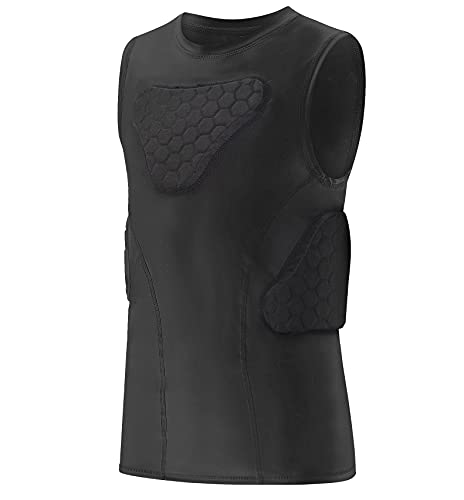 Dialudon Youth Padded Compression Vest Baseball Chest Protector Vest 4-Pads for Paintball Baseball Football Basketball Lacrosse