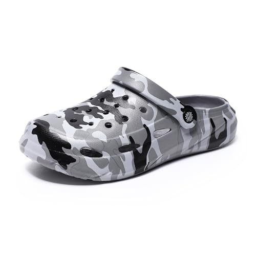 Image of Kids Boys Girls Classic Camo Garden Clogs & Mules | Lightweight Summer Shoes - Quick-Dry Non-Slip Beach Clogs