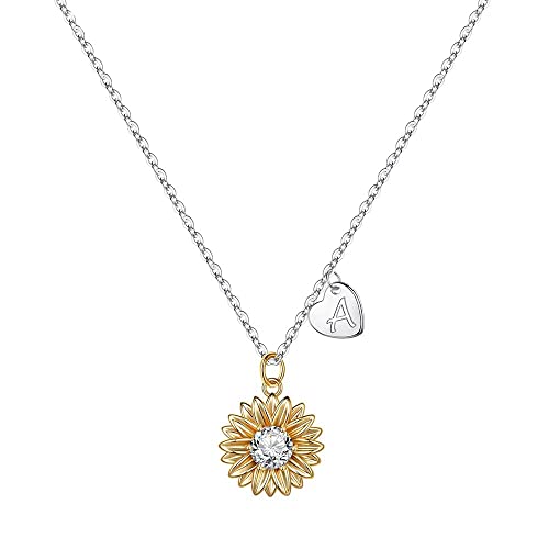 gootior Collana con girasole in argento Sterling 925 per donne e...