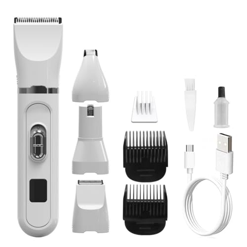 SGARYVI Dog Grooming Kit, 4 in 1 Quiet Pet Clippers for Grooming Supplies, Cordless Cat Paw Trimmer Dog Nail Grinder, Professional Long Hair Shaver Set for Cat Matted Hair and Small Dogs