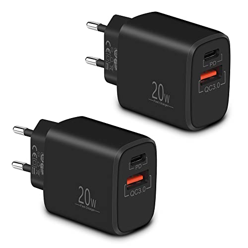 20W 2Port USB C Ladegerät Netzteil für iPhone 17e 17 16 15 14 13 12 11 Pro Max, Samsung S25 S24 S23 S22 Ultra Plus, Google 10 9 8 7, USBC Adapter PD Stecker Schnellladegerät Fast Charger
