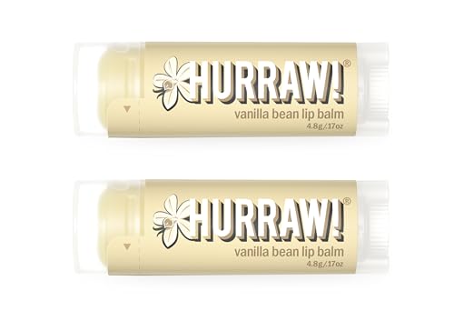 Hurraw! Vanilla Bean Lip Balm, 2 Pack: Organic, Certified Vegan, Cruelty and Gluten Free. Non-GMO, 100% Natural Ingredients. Bee, Shea, Soy and Palm Free. Made in USA