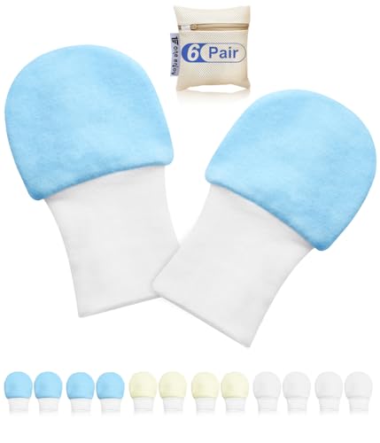 Image of Newborn Baby Mittens Anti Scratch Baby Mittens No Scratch Mittens Baby Gloves for 0-6 Months Boys Girls(6 Pairs)