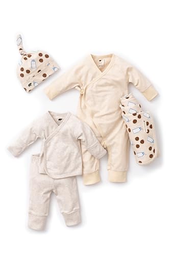 Image of MONICA + ANDY Hello Baby Cuddle Box, Organic Cotton Newborn & Infant Baby Gift Set, One Piece, Cap & Swaddle