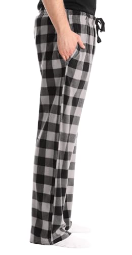 Image of #followme Men's Buffalo Plaid Pajama Pants - Micro Fleece Lounge PJs with 2 Pockets, Elastic Waist, Soft Sleep Pants S-XXXL