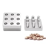 Rainorning 4/9/12/16/25 Holes Φ6/8/10/12mm Household Manual Pill Tablet Molding Mould, Aluminum Alloy Medicine Powder Tablet Press Making Tool (Φ12mm, 9 Holes)
