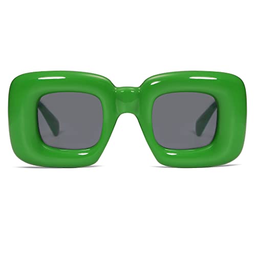 VANLINKER Cute Square Inflated Sunglasses for Women Men Trendy Chunky Glasses Retro Thick Frame Funny Mask Shades VL97333