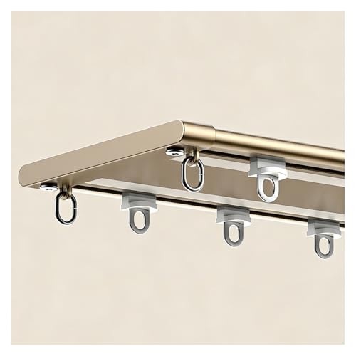 Set De Barras De Cortina De Doble Vía Ultrafino Corredera Mudo Pista De Cortina De Aluminio Para Mamparas De Oficina Riel De Cortinas De Techo Opacas para Inicio(Champán,75cm/2.46ft)