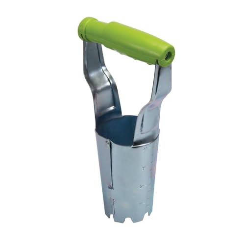 SDMAX Garden Bulb Planter, Easy Grip Handle, Depth Marks, Hand Bulb Planter for Planting Vegetable, Flowers, Outdoor Use, Garden Tool, Zinc Plated, Silver & Green