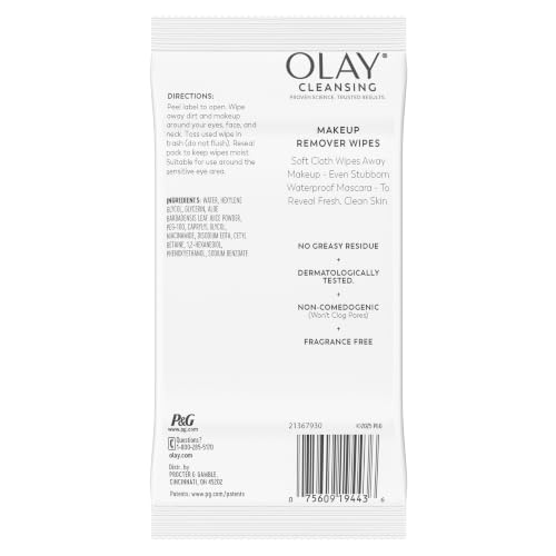 Olay Cleanse Makeup Remover Wipes, Fragrance Free, 25 count - image 4