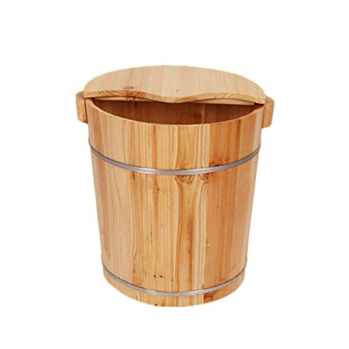 Masajeador de pies Katzowen en barril de madera fragante, con tapa, para adultos, regalo familiar para salud, 40 cm (Color: B) miniatura 1