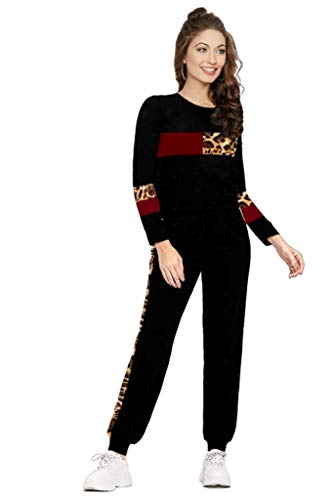 CLIENTALE Woman PolyCotton Full Sleeve Top & Pant Leggings Tracksuit Set for Women’s/Girls