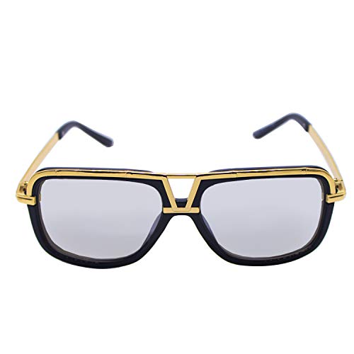 tecmac 18002 Square UV400 Protected Silver Mirror Lense Sunglass | Unisex | Gold-Black & Silver
