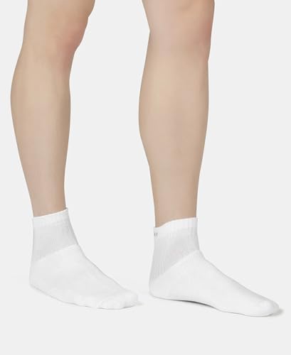 Image of Jockey 7036 Men's Compact Cotton Terry Ankle Length Socks With StayFresh Treatment (Pack of 5) Black, White, Navy, Mid Grey & Charcoal Melange FREE SIZE