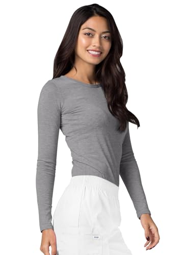 Image of Adar Underscrubs for Women - Long Sleeve Underscrub Comfort Tee - 2900 - Dark Marl Gray - 3X