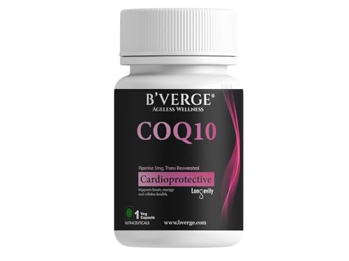 Image of B'Verge COQ10 supplement (Ubiquinone 99%) 200mg with Resveratrol + Piperine 95% | Superior Absorption, Supplement for Heart Health and Energy Metabolism t (Pack of 1), COQ10-1 Cap1)