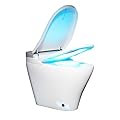 Smart Toilet Bowl, One-piece Bidet with Heated Seat for Bathrooms, Modern Smart Tankless Toilet with Remote Control, Foot Sensor, Auto Flush and Breathing Light