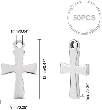 UNICRAFTALE 50pcs 304 Stainless Steel Cross Pendants Cross Earring Charms 1mm Small Hole Bracelets Pendant Cross Charm for Women Necklaces Jewelry Making DIY 12x7x1mm