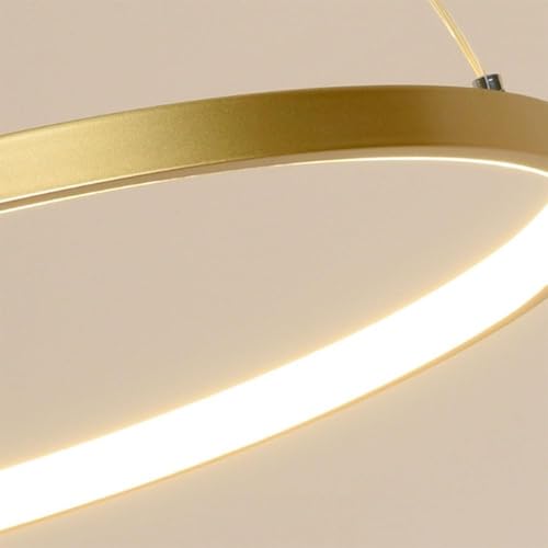 Lámpara colgante LED regulable de metal circular dorada para iluminación interior de casa 6