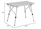 WOLTU CPT8129sb Picknicktafel inklapbaar Wandeltafel hoogte verstelbaar,Campingtafel in aluminium 90x52.2X (45-72) cm