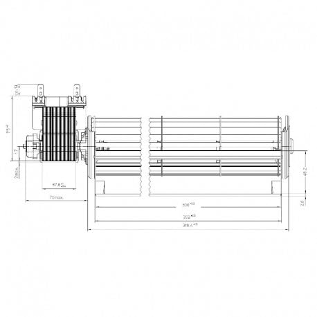 Ventilateur tangentiel EBM QLN65/0030A43-3038LH-68 Moteur gauche
