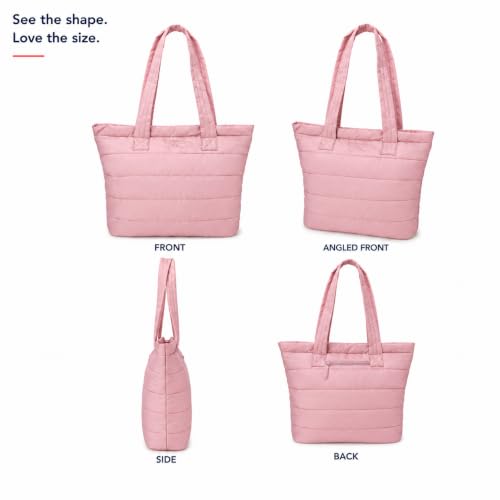 Image of Reebok Womens Tote Bag - Lightweight Carry On Puffer Quilted Tote Bag for Travel Work Travel and Daily Essentials