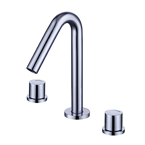 Robinet à 3 trous pour lavabo de salle de bain mélangeur laiton double commande