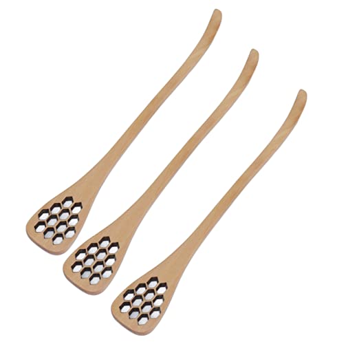 KOSDFOGE 3 Piezas Cuchara para Miel, Cucharas de Peine de Miel, Cuchara de Miel Tallada en Madera...