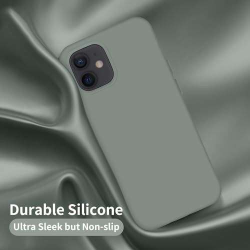 Cordking Designed for iPhone 12 Case, Designed for iPhone 12 Pro Case, Silicone Shockproof Phone Case with [Soft Anti-Scratch Microfiber Lining] 6.1 inch,Calke Green - Thumbnail 3