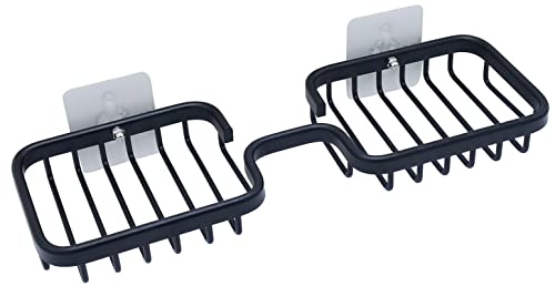 Lofekea Seifenhalter, Bar Seifenschale Halter Selbstklebender Duschseifenhalter Wandhalterung Ablassende Seifenschale für Badezimmer Seifenschwammhalter (Schwarz) Cover