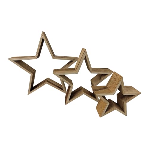 Holzstern Deko Set 3 Stück Natur oder Weiß Weihnachtsdekoration 30...