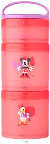 Whiskware Disney Stackable Snack Containers for Kids and Toddlers, 3 Stackable Snack Cups for School and Travel, Minnie and Daisy