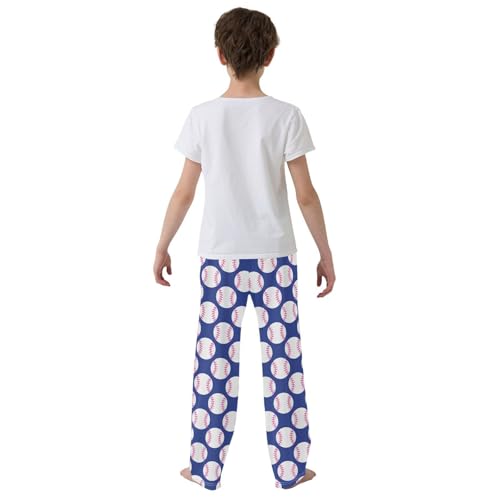 ZZXXB Baseball Print Boys Long Pants Soft Trousers Elastic Waist Kids Lounge Bottoms with Pockets S-XL3